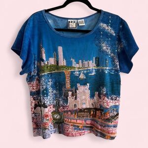 Vintage Chicago Souvenir Tee Take Two Clothing Co Beaded Sequin Graphic 90s